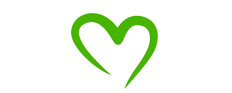 Imagen del corazón verde del logotipo de la marca